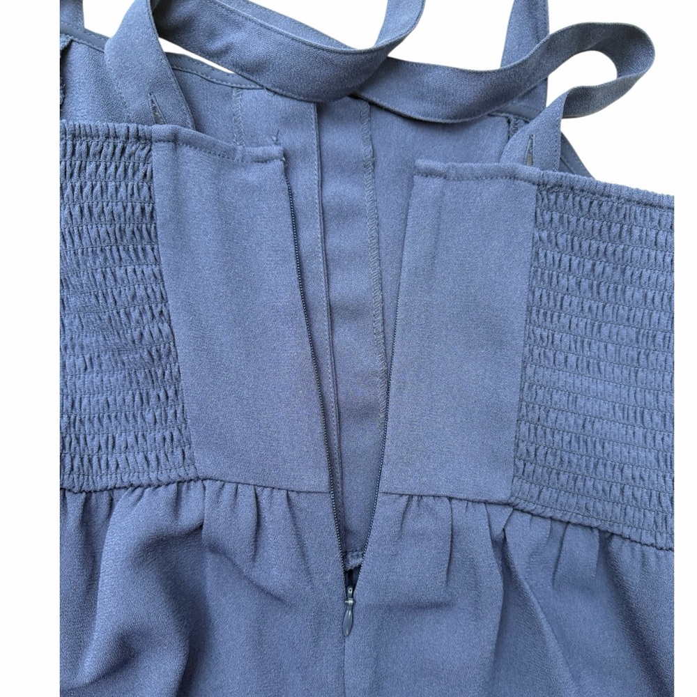 Madewell Women’s 2 Navy Blue Sleeveless Smocked Wide Leg Cropped Jumpsuit - Picture 7 of 13